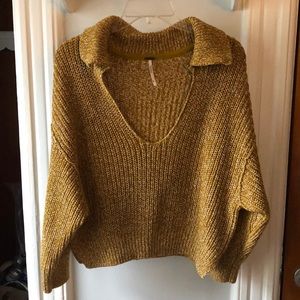 Free People Mustard Crop Sweater